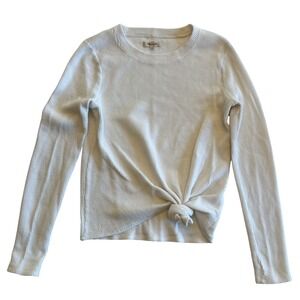 Madewell White Minimalist Comfy Casual Ribbed Side Knot Cotton Blend Top Size S